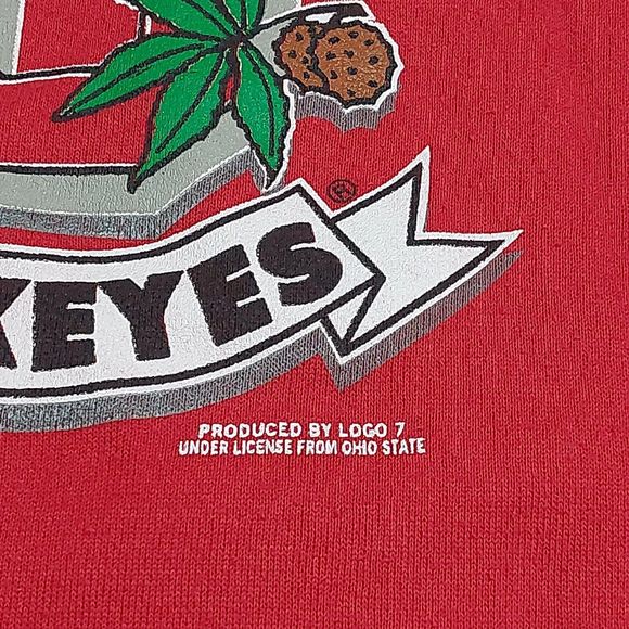 Vintage 90's Logo 7 Ohio State Buckeyes Red Crewneck Sweatshirt Size XL USA Made - Picture 4 of 9